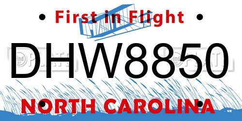 DHW8850 North Carolina License Plate