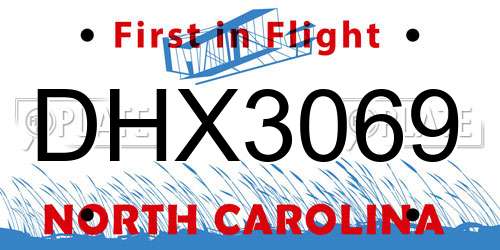 DHX3069 North Carolina License Plate