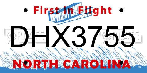 DHX3755 North Carolina License Plate