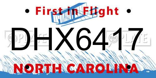 DHX6417 North Carolina License Plate