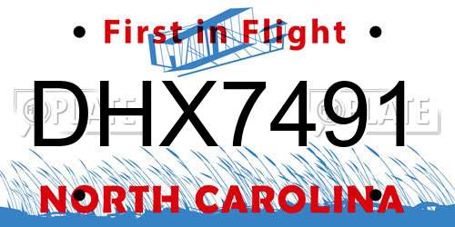 DHX7491 North Carolina License Plate
