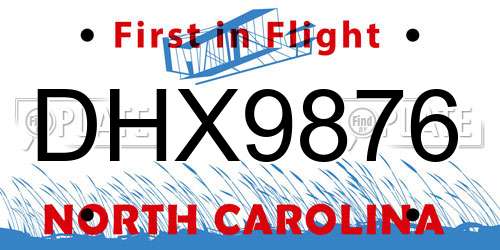 DHX9876 North Carolina License Plate