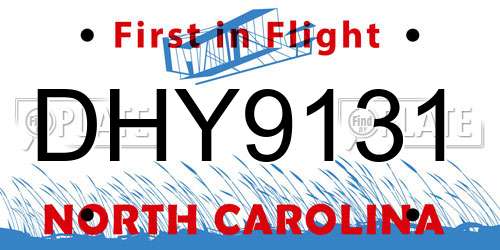 DHY9131 North Carolina License Plate