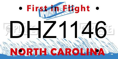 DHZ1146 North Carolina License Plate
