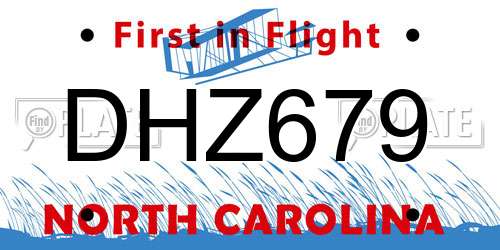 DHZ679 North Carolina License Plate