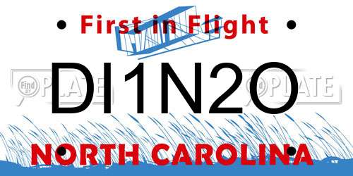 DI1N2O North Carolina License Plate