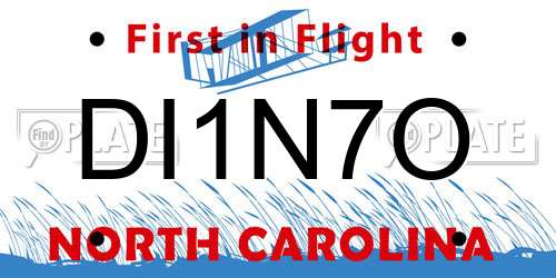 DI1N7O North Carolina License Plate