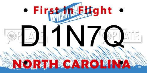 DI1N7Q North Carolina License Plate