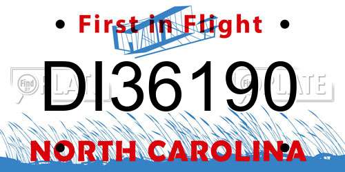 DI36190 North Carolina License Plate