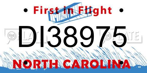 DI38975 North Carolina License Plate