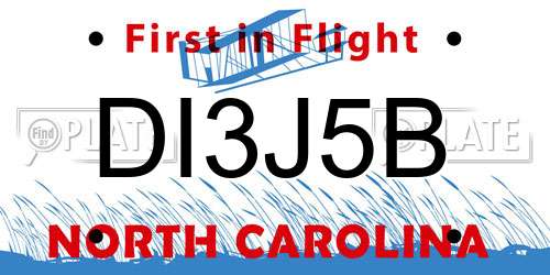 DI3J5B North Carolina License Plate