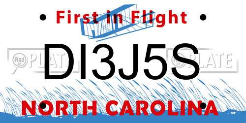 DI3J5S North Carolina License Plate