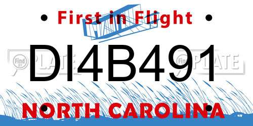 DI4B491 North Carolina License Plate