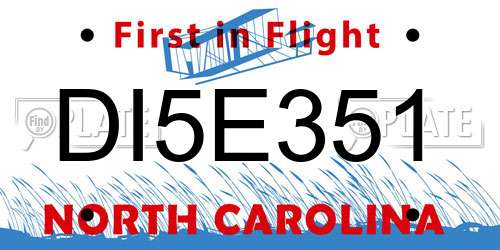 DI5E351 North Carolina License Plate