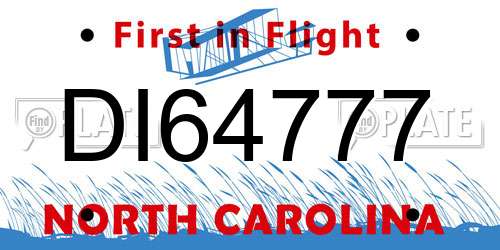 DI64777 North Carolina License Plate