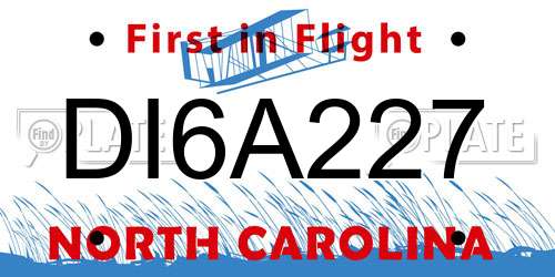 DI6A227 North Carolina License Plate