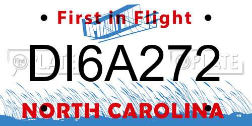 DI6A272 North Carolina License Plate