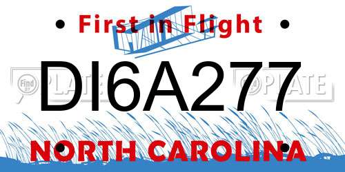 DI6A277 North Carolina License Plate