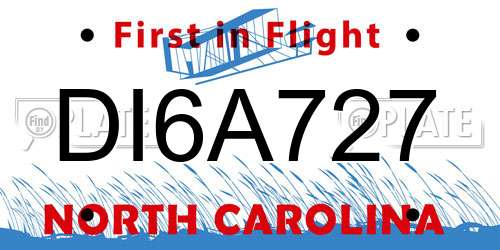 DI6A727 North Carolina License Plate