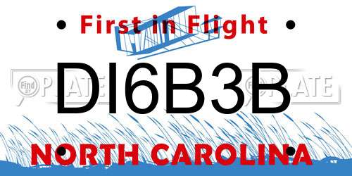 DI6B3B North Carolina License Plate