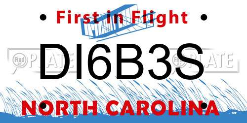 DI6B3S North Carolina License Plate