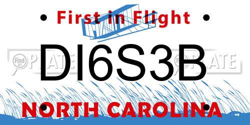 DI6S3B North Carolina License Plate