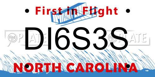 DI6S3S North Carolina License Plate