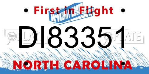 DI83351 North Carolina License Plate