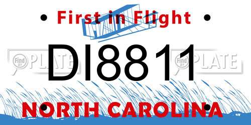 DI8811 North Carolina License Plate