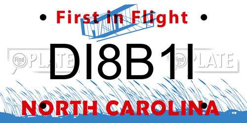 DI8B1I North Carolina License Plate
