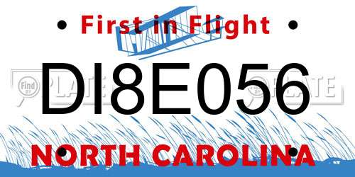 DI8E056 North Carolina License Plate
