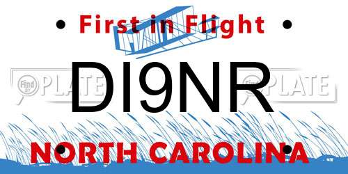DI9NR North Carolina License Plate