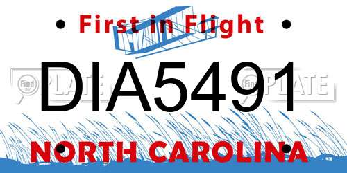 DIA5491 North Carolina License Plate
