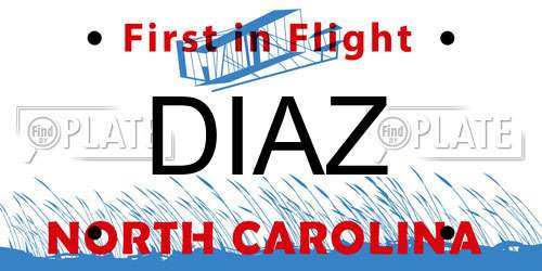 DIAZ North Carolina License Plate