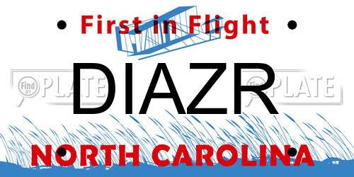 DIAZR North Carolina License Plate