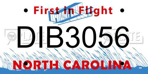 DIB3056 North Carolina License Plate