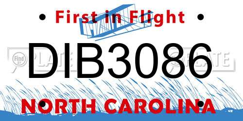 DIB3086 North Carolina License Plate