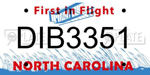 DIB3351 North Carolina License Plate