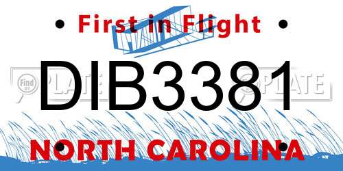 DIB3381 North Carolina License Plate