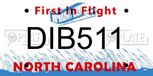 DIB511 North Carolina License Plate
