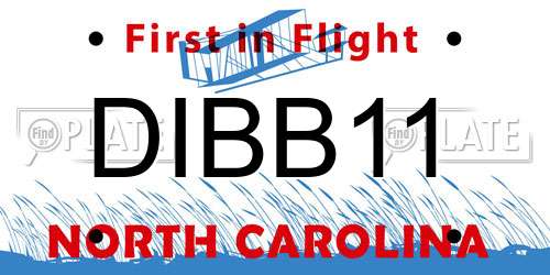 DIBB11 North Carolina License Plate
