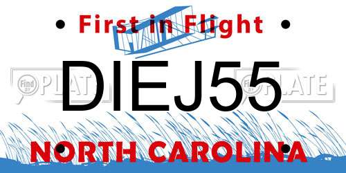 DIEJ55 North Carolina License Plate
