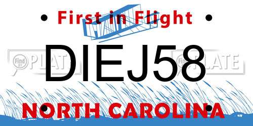 DIEJ58 North Carolina License Plate