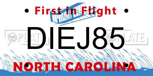 DIEJ85 North Carolina License Plate