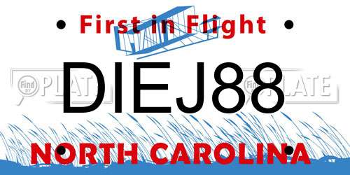 DIEJ88 North Carolina License Plate