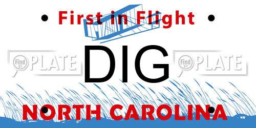 DIG North Carolina License Plate