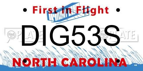 DIG53S North Carolina License Plate