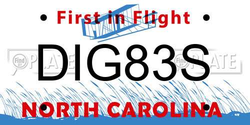 DIG83S North Carolina License Plate