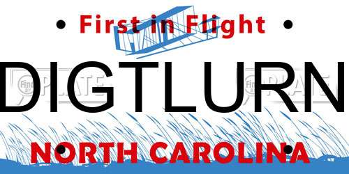 DIGTLURN North Carolina License Plate