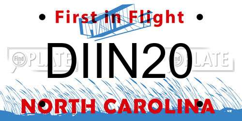 DIIN20 North Carolina License Plate